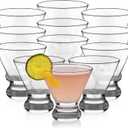 Libbey Cosmopolitan Stemless Martini Glasses Set Of 12, Dishwasher Safe Holiday Martini Glass, Lightweight Cocktail Glass Set for Wedding Party, 8.3 Ounces