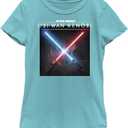 STAR WARS Light Saber Clash Girls Short Sleeve Tee Shirt (Large, Tahiti Blue)