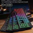 Wireless Keyboard and Mouse Combo, RGB Backlit, Rechargeable & Light Up Letters, Full-Size, Soft Typing, Sleep Mode, 2.4GHz Quiet Keyboard Set for Mac, Windows, Laptop, PC, Trueque KM42Pro (Black)