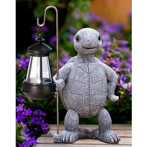 Tiejiajiang Garden Turtle Statue with Solar Lantern - Outdoor Garden Decor for Outside Yard Patio Balcony Lawn Decor - Unique Gardening Gifts for Mom Grandma