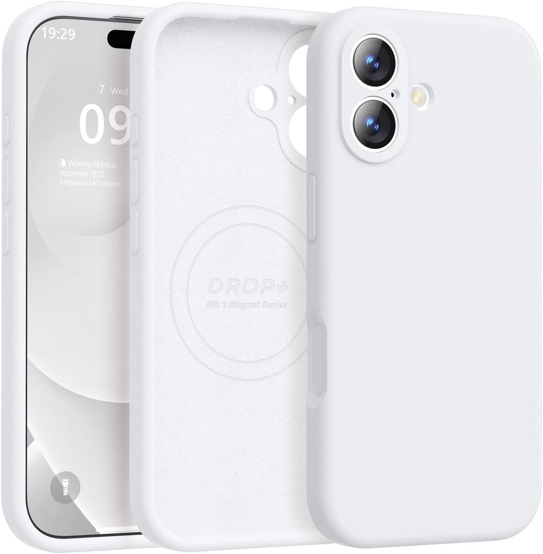 Ktele Magnetic for iPhone 17 Case [Compatible with Magsafe] [Premium Silicone Satin-Smooth Touch] Slim Shockproof Anti-Scratch Microfiber Lining Case, 6.3 inch, White