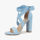 Strappy Heels for Women Chunky Heels High Heeled Sandals with Lace Up Fahsion Casual Nude Block Heel Sandals 9