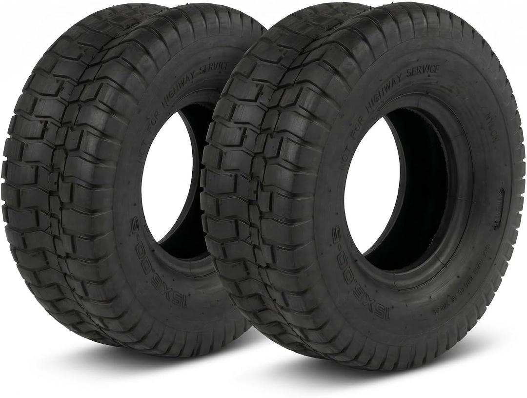 15x6.00-6 Heavy Duty Lawn Mower Tire, Tubeless Front Tire for Riding Mower Tractor Golf Cart, 570 lbs Load Capacity, Metal Construction