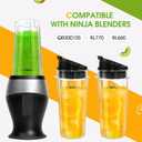 Blender 16oz Cups Replacement for Ninja - 3 Pack Ninja Blender Cups with Lids, Compatible with Ninja QB3001SS, BL770, BL780, BL660, BL740, BL810, Nutri Ninja Series Blenders
