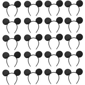 20 PCS Mouse Ears Headbands for Birthday Party Theme Park Costume Play Celebration for Boys and Girls, (Black)