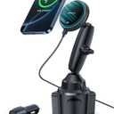 APPS2Car Upgraded for QI2 Magsafe Cup Holder Charger, Car Mount Charger 15W Fast Charging, Wireless Magnetic Cell Phone Stand with Tri-Pivot Arm for iPhone 17 Air Pro Max Plus 16 15 14 13 12