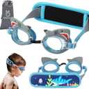 Vvinca Kids Swim Goggles with Fabric Strap No Tangle Pain-Free, Anti-Fog Swimming Pool Goggle No Leak for Toddlers Girls Boys (Blue)