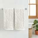 Artoid Mode 2 Pcs White 3D Dahlia Floral Jacquard Hand Towels for Bathroom, 100% Cotton Soft Absorbent Bathroom Decor Towels, 13.7 x 29.5 Inch