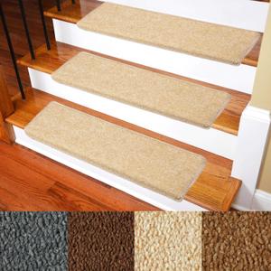 Carpet Stair Treads Non-Slip Bullnose Carpet for Stairs Indoor Stair Pads Self-Adhesive & Easy Installation Pet & Child Friendly Skid Resistant & Washable 14- Pack Beige 9.5" x 30"x 1.3, Set of 14