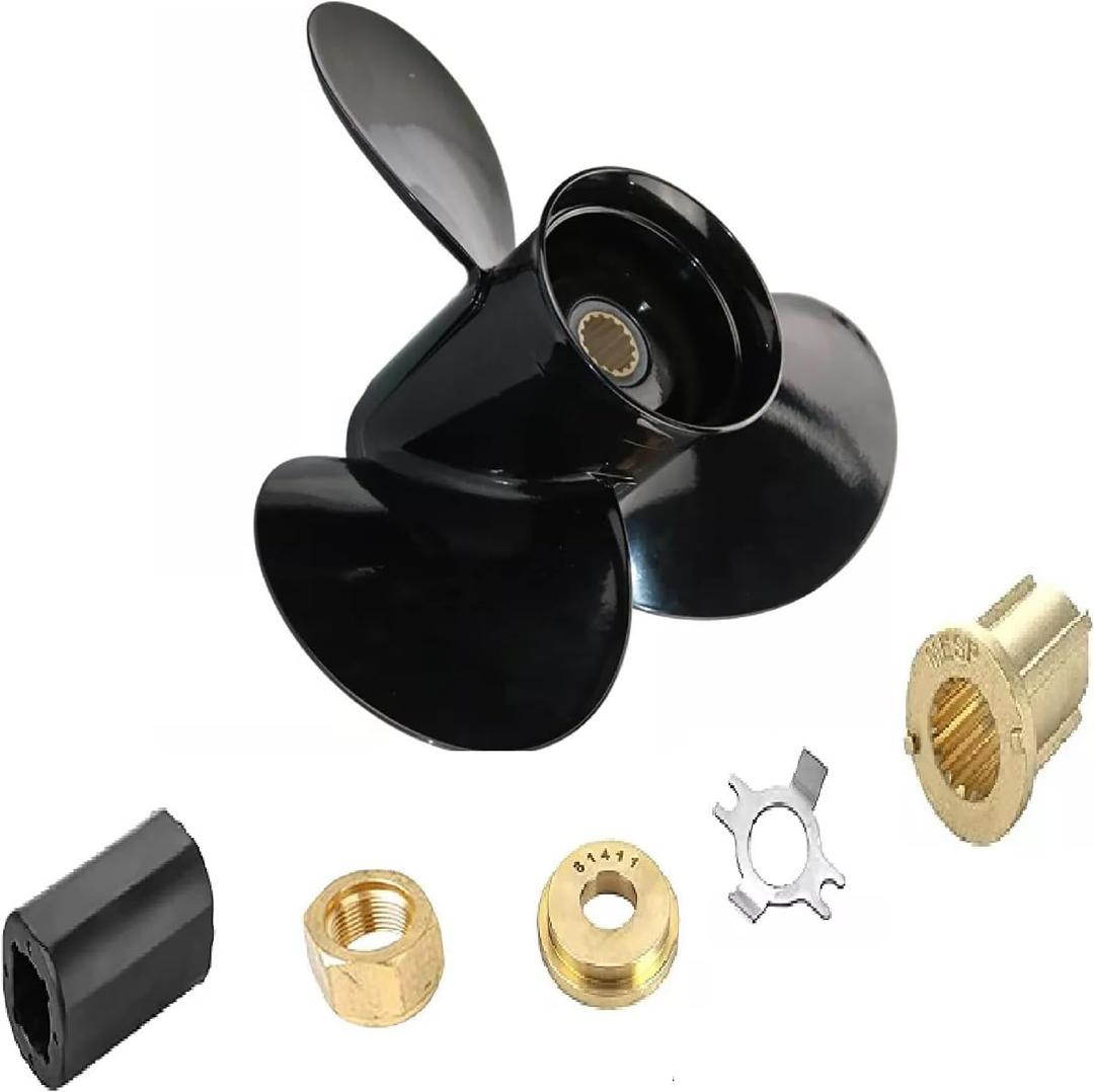 Propeller for Mercury Black Max Outboard 40 50 60 70 75 80 90 100 115 125 140 HP Boat Motor Engine Parts Aluminum Prop 13X19 Pitch RH 15 Spline Tooth with Flo-Torq II Hub Kit 48-77346A45