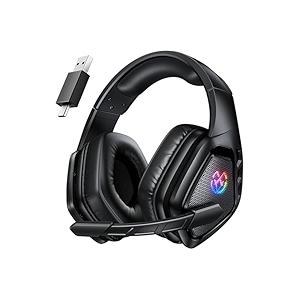 Tatybo Wireless Gaming Headset for PC, 2.4 Ghz USB & Type-C Gaming Headphones with Microphone, 30H Battery Bluetooth Headphones for Switch, Laptop, Mobile, Mac (Black)