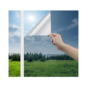 Haton Window Privacy Film One Way Window Tint for Home, Sun UV Blocking Reflective Mirror Film Heat Control, No Glue Static Cling See Out Not in Glass Door Covering, Silver, 17.5" x 78.7