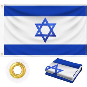 Israel Flag 3x5 FT Outdoor, Heavy Duty 210D Oxford Fabric Israeli Flag | Embroidered Star of David Hexagram | Blue & White IL National Country Flag for Wall Indoor Home Garden Jewish Pride Decor