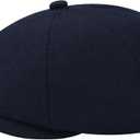 Men's Wool Blend Newsboy Cap Adjustable Gatsby Ivy Newsies Cabbie Hat Classic 8 Panel Tweed Flat Winter Hat (Medium, Pure Navy)