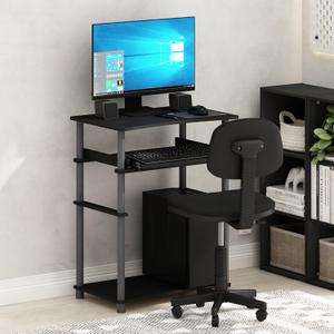 Furinno Home Office Writing Desk, Computer Desk with Keyboard Tray, Black/Grey (23 Inch)