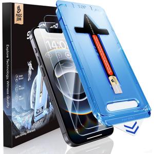 MAGIC JOHN 2 Pack for iPhone 16e Screen Protector 6.1 inch, Tempered Glass Film, Auto Dust-Elimination, Bubble Free, Easy Installation