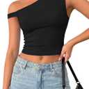 LYANER Women's Off The Shoulder Sleeveless Slim Fit Going Out Crop Top Blouse