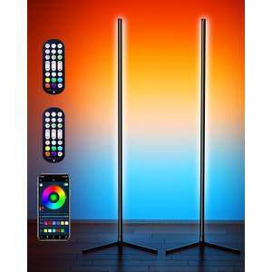 Smart RGB Corner Floor Lamp, APP & Voice Control, 16 Million Color Changing LED Light with Remote, Dimmable Ambient Lighting for Bedroom, Living Room, Game Room