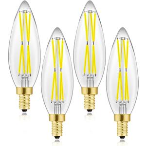 E12 Candelabra Led Bulbs 100 Watt Dimmable E12 Light Bulbs 5000K Cool White Candle Bulb 8W Equivalent Chandelier Light Bulbs 4.85In Led Light Bulbs 850lm,4-Pack