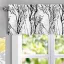 DriftAway Tree Branch Lined Valance Double Layer Blackout Thermal Insulated Abstract Ink Printing Window Curtain Valance Rod Pocket 52 Inch by 14 Inch Plus 2 Inch Header Black White 1 Pack