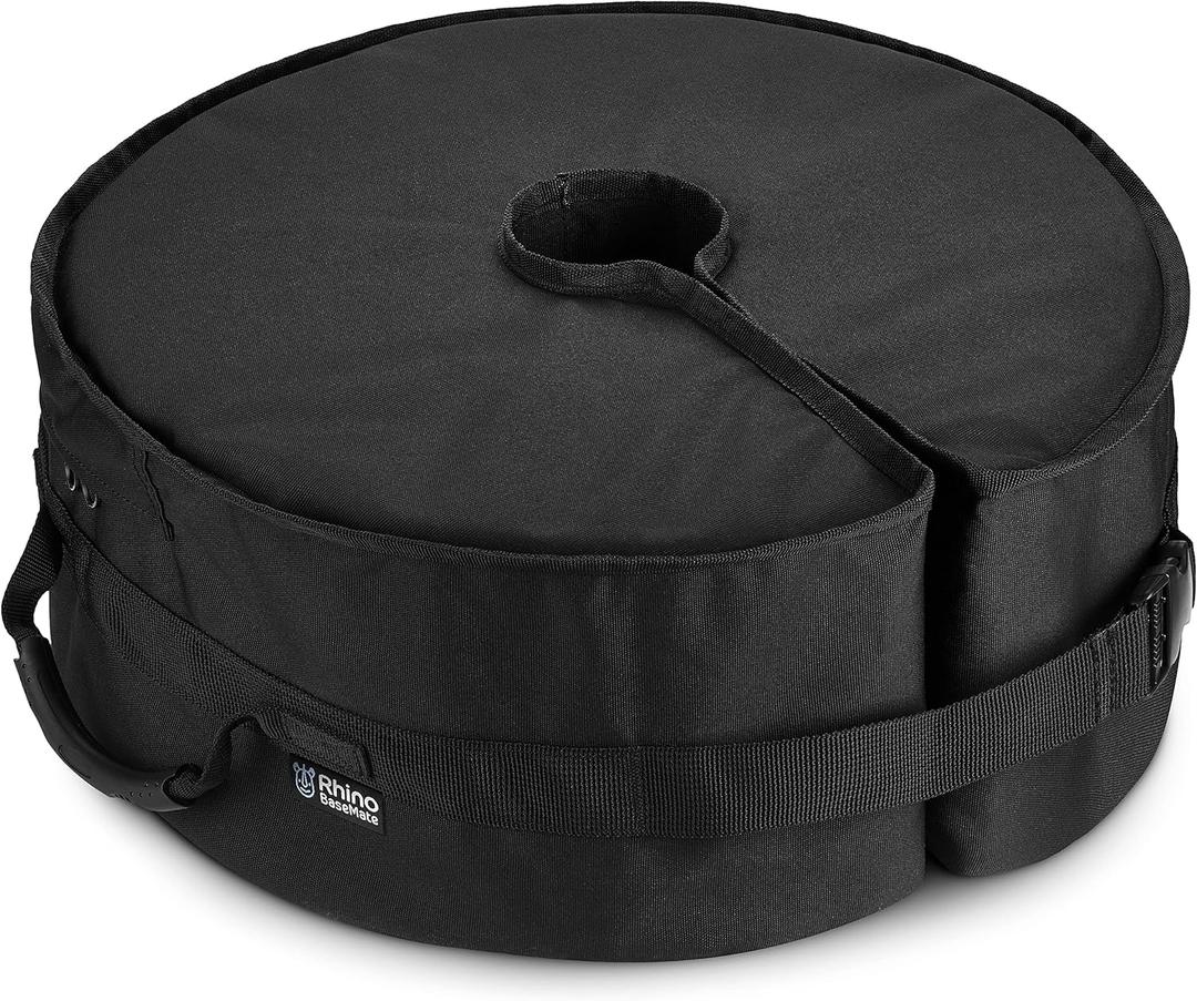 Rhino BaseMate 18" Round Umbrella Base Weight with Side-Slot Opening  Fits Offset, Cantilever & Outdoor Patio Umbrellas  Easy Setup  Black