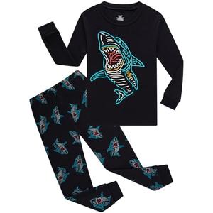 Little bety Boys Cotton Pajamas Long Sleeve Toddler Boys Pjs Kids Sleepwear Set 7 years