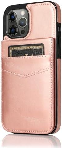 Wallet Case for iPhone 16 Pro Max/16 Pro/16 Plus/16, Up and Down Flip Leather Case with Card Slot Kickstand Shockproof Phone Cover (16,Pink)