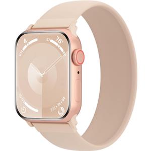 Silicone Solo Loop Bands Compatible with Watch Band 38mm/40mm/41mm/42mm(Series 10) S, Sport Stretchy Strap Soft Replacement Wristband for iWatch Ultra 3 2 1 Series 11 10 9 8 SE 7 6 5 4 (Milk Tea)