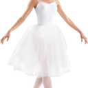 Leo Women's 24" Soft Tulle Juliet Dance Tutu Skirt, White 