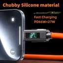 SWLIFL USB C to C Cable 5ft Chubby Silicone 4 in 1 USB C Charging Cable with LED Display and EVA Case Type C Fast Charging Cord & Data Sync,for Phone17 16 15 14 13 12Mac,Galaxy S25 S24 S23 S22