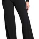 Sunzel Wide Leg Yoga Pants for Women, High Waisted Tummy Control, Soft Stretch, 32" Inseam (Black, M)