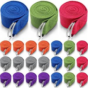 Leyndo 24 Pieces Yoga Strap Stretching Pilates Exercise Adjustable Straps 6 ft Non Elastic Yoga Belt with Adjustable D Ring Buckle for Pilates Gym Workouts Fitness (Bright)