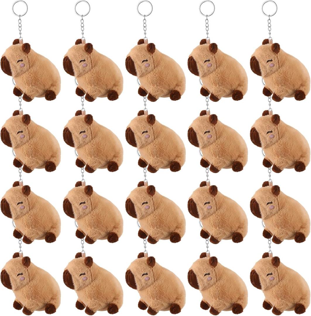 20 Pcs Mini Capybara Stuffed Animal Bulk Gifts Small Realistic Capybara Ornament for Birthday Stress Relief Gifts Party Decor