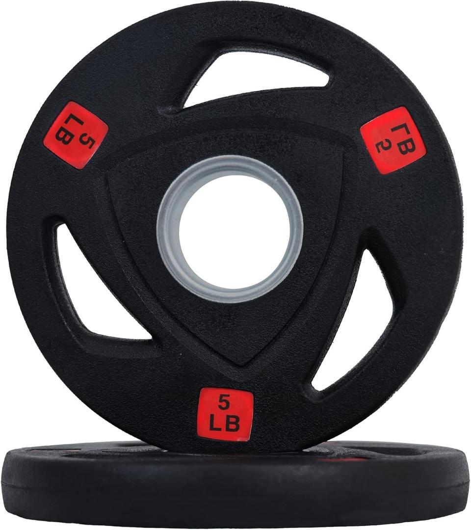 Signature Fitness Vinyl Coated Cast Iron Plate Weight Plate for Strength Training and Weightlifting, Standard or Olympic, Multiple Sizes (2-Inch Center (Olympic))