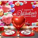 Extra Large Happy Valentines Day Backdrop Banner 73 x 43.3 Inch Conversation Heart Romantic Love Background Valentines Backdrops Photo Booth Props for Photography Anniversary Party Decoration