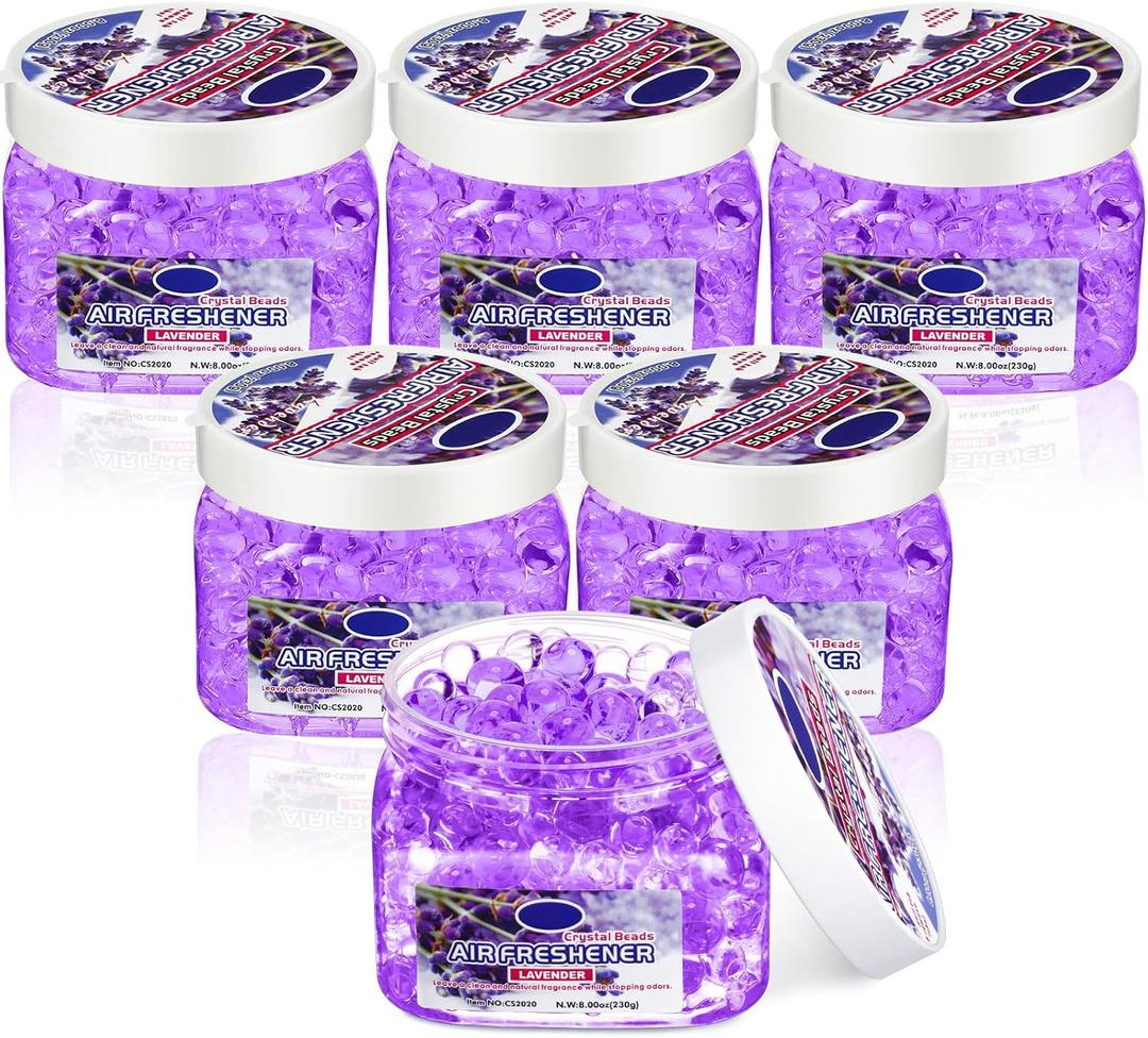 6 Pcs Air Freshener Beads Odor Eliminator Beads Odor Removing Gel for Home, Bathrooms, Cars, Boats, RVs, Pet Areas, Room, Toilet 8 oz(Purple Lavender)