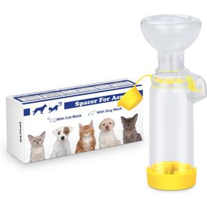free-space Chamber for Pets Inhaler Spacer for Cat or Dog Handheld Spacer for Giving Medicine to Your Pet with Exclusive Breathing Indicator (for Cat(Yellow))