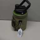 NATURE PIONEOR 1 Gallon Insulated Water Bottle - Double Vacuum Stainless Steel 128 oz Water Bottle with Holder, Wide Mouth & 2-in-1 Lid (Flip Straw & Spout), 1 Gallon Water Jug, Hiking, Camping, Gym Green Black