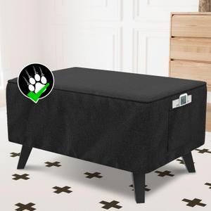 H.VERSAILTEX Ottoman Cover Rectangle Fit Length 49"-50" Footrest Linen Look Ottoman Slipcovers Thick Ottoman Covers Slipcover Rectangle Slipcovers for Ottomans Sturdy Foot Stool Cover - Heather Black (Rectangle:XX-large)