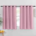 NICETOWN Kitchen Short Blackout Curtain and Drape - Thermal Insulated Solid Grommet Blackout Panel for Patio Bedroom Living Room (Single Panel, 52 inches by 45 inches, Rouge Pink)