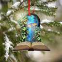 3 x GEEMBI Book Lovers Gifts for Women - 2D Flat (Not 3D) Suncatcher Mushroom Christmas Ornaments 2025 - Bookish Gift for Readers Librarian, Christmas Ornament Gifts for Teacher, Fantasy Xmas Decorations (Emerald - Enchanted Tales)