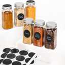 6Pcs Spice Jars with Label, 4oz Empty Square Seasoning Containers, Spice Jars with Shaker Lids, Small Spice Bottles for Salt, Herbs, Sugar, Pepper, Seasoning Jars for Spice Rack, Cabinet, or Drawer (Silver)