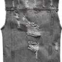Men's Sleeveless Ripped Denim Vest Casual Slim Fit Button Down Jeans Vests Jacket (Gray, XL)