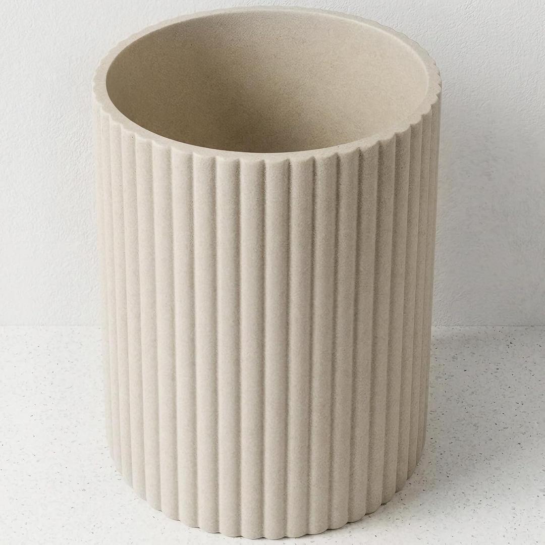 Beige Luxury Stone Bathroom Trash Can, Modern Bathroom Office Trash Can, Resin Wastebasket, Garbage Receptacle Bin for Bathrooms, Offices, Powder Rooms, Kitchens (Beige)