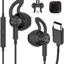 iMangoo Wired Earbuds USB C Headphones, Digital Sound DAC Chip Corded Type C Earphones with Clear Call Microphone Anti-Fall Ear Buds Tips for Google Pixel 10 for iPhone 17 Air School Home Office Black