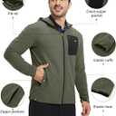 M MAELREG Fleece Hoodies Jacket Men Full Zip with 3 Zip Pockets Lightweight Soft Warm Hoodie for Golf Athletic Travel (Green)