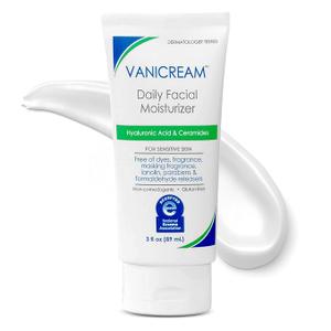 Vanicream Daily Facial Moisturizer With Ceramides and Hyaluronic Acid - Formulated Without Common Irritants for Those with Sensitive Skin, 3 fl oz (Pack of 1)