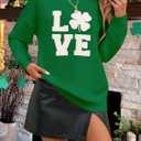 MARZXIN Women 2026 Casual Holiday Love Sweaters Round Neck XOXO Sweater St Patrick Tops Merry Christmas Heart Sweatshirt (Green, S)