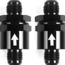 AN6 One Way Non Return Check Valve 6AN to AN6 Male Flare Inline Fitting Aluminum Black 2PCS