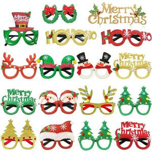 JAYKIDS 16PCS Christmas Glasses Party Favors Christmas Tree Hanging Ornaments Decorations Photo Booth Props Xmas Party Decorations Eyeglasses Frame for Christmas Holiday Party Supplies